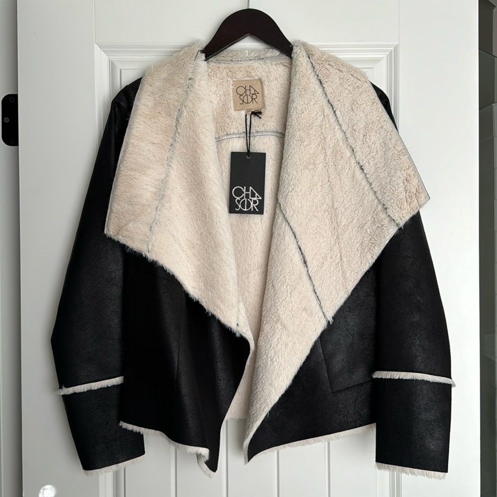 Black Faux Sherling Coat